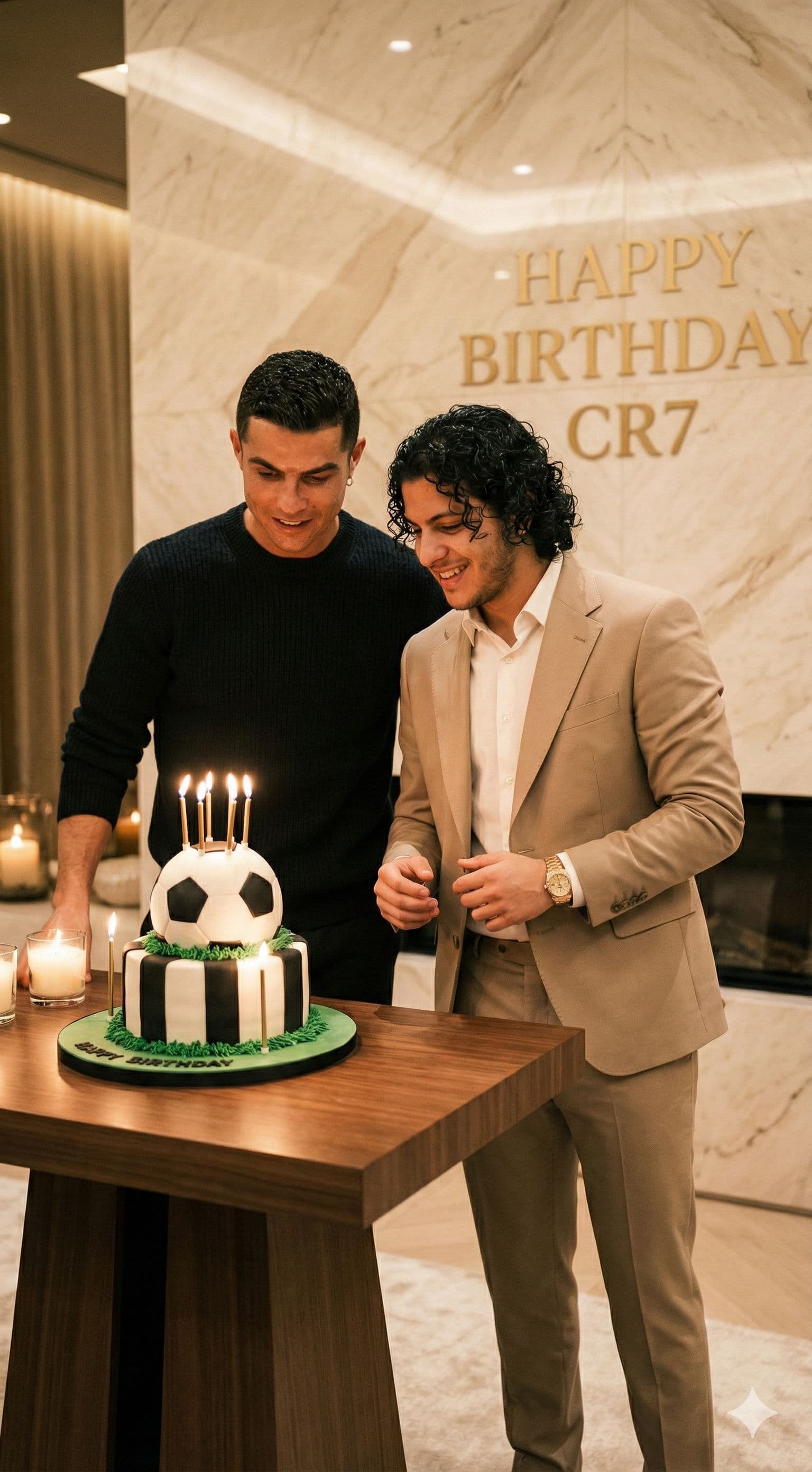 You're at CR7's Birthday Party (Free AI Prompt) — Portrait AI art prompt example for Midjourney and Stable Diffusion