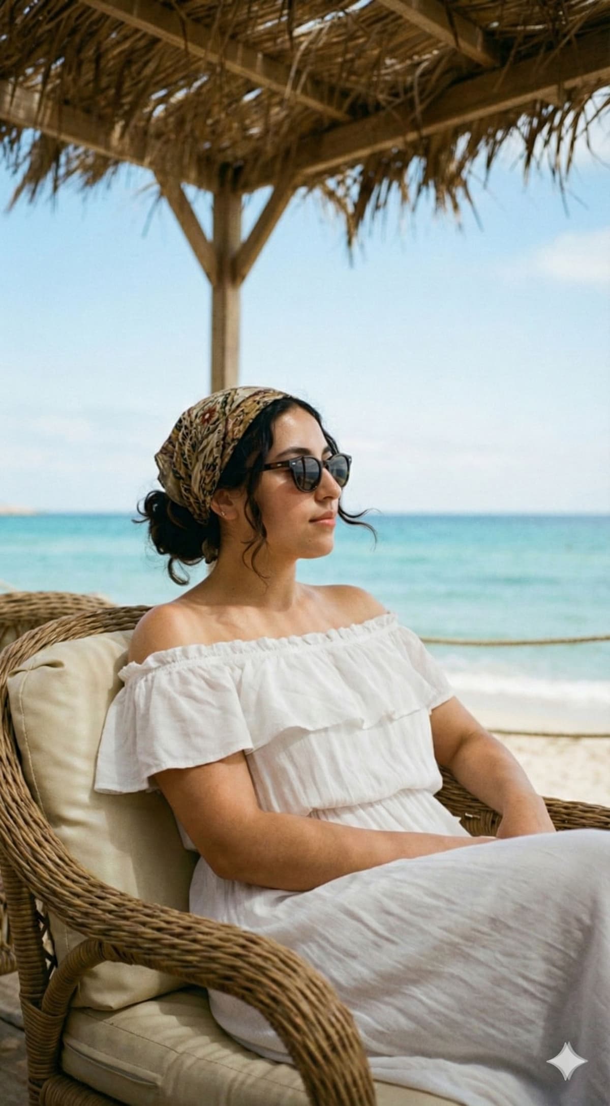 🐚 White Summer Dress & Beach Aesthetic: Free AI Prompt — Portrait AI art prompt example for Gemini and Stable Diffusion