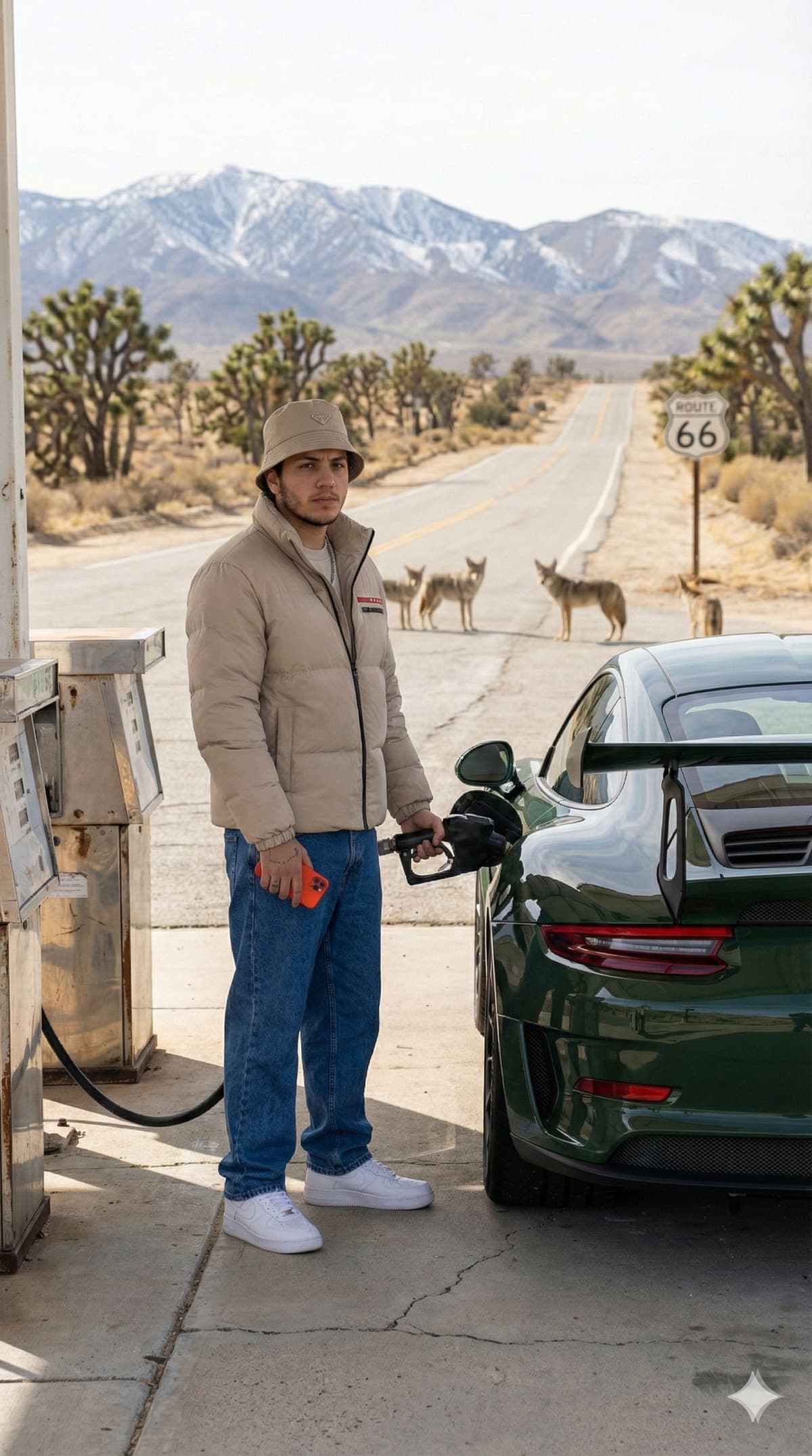 🌵 Route 66 Aesthetic: Free Cinematic AI Prompt — Portrait AI art prompt example for Gemini and Stable Diffusion