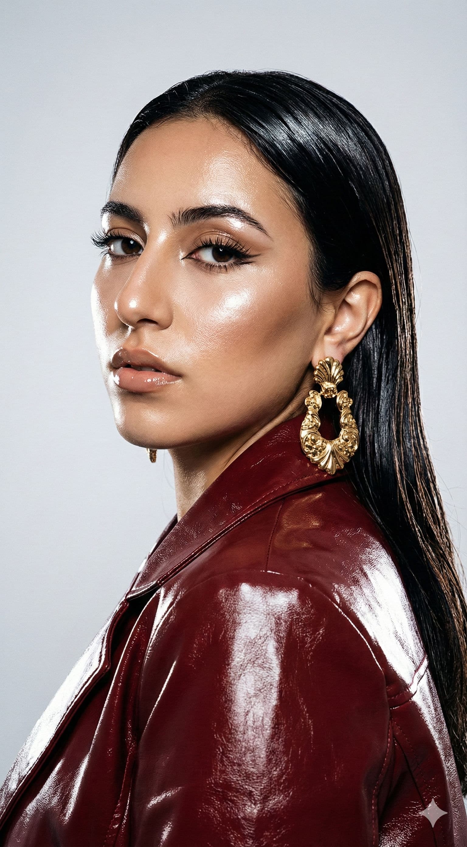 ✨ Glass Skin & Wet Look Hair: Free AI Beauty Prompt — Portrait AI art prompt example for Midjourney and Stable Diffusion