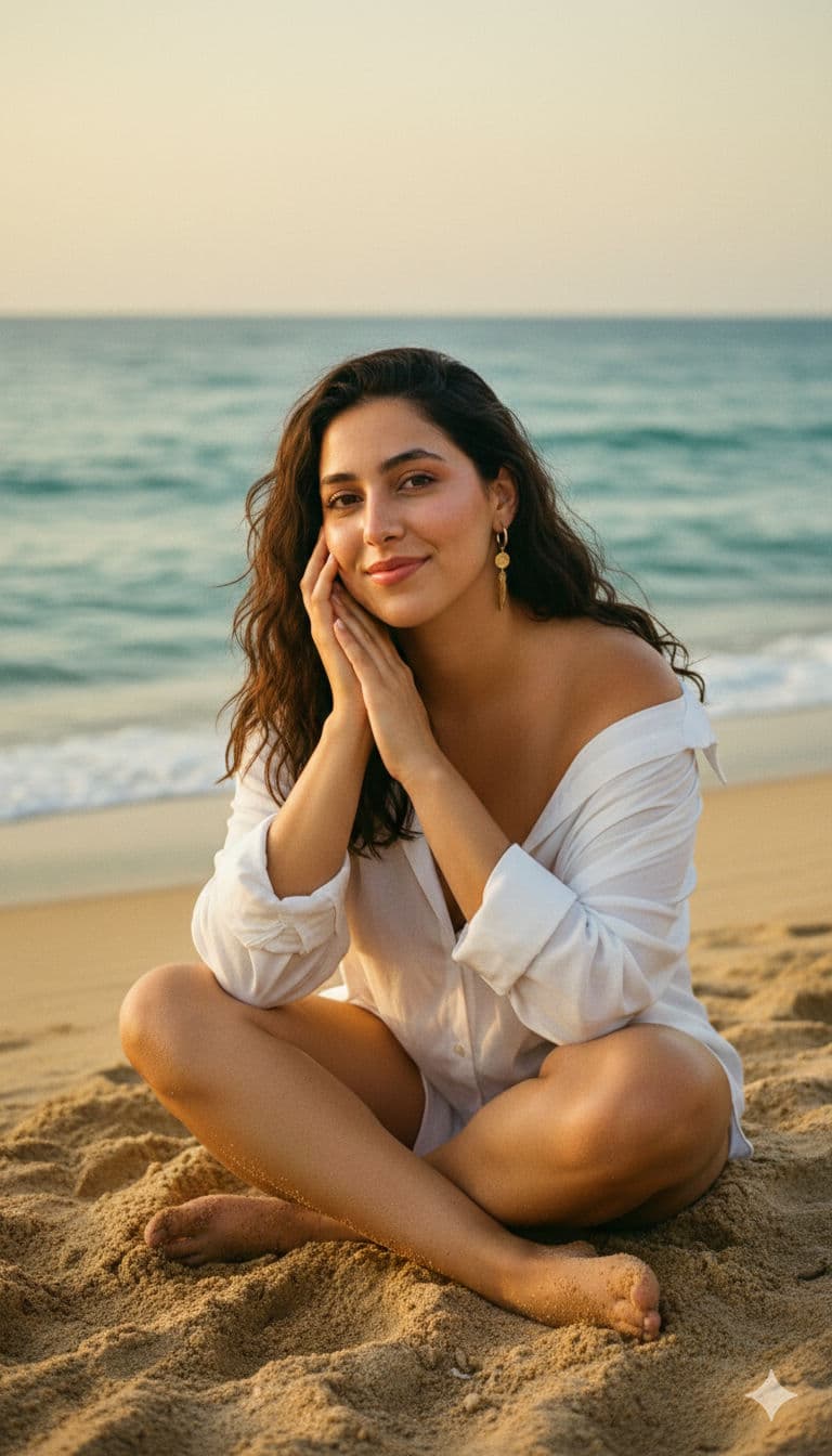 đ Beach Day Bliss Aesthetic: Free AI Portrait Prompt â Portrait AI art prompt example for Midjourney and Stable Diffusion