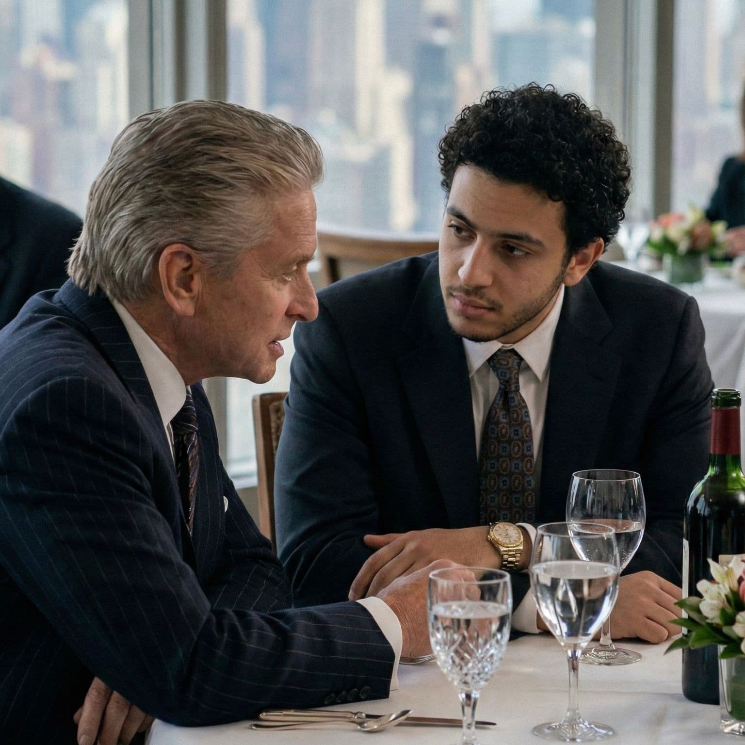 Wolf of wall street restaurant scene prompt — Business AI art prompt example for Midjourney and Stable Diffusion