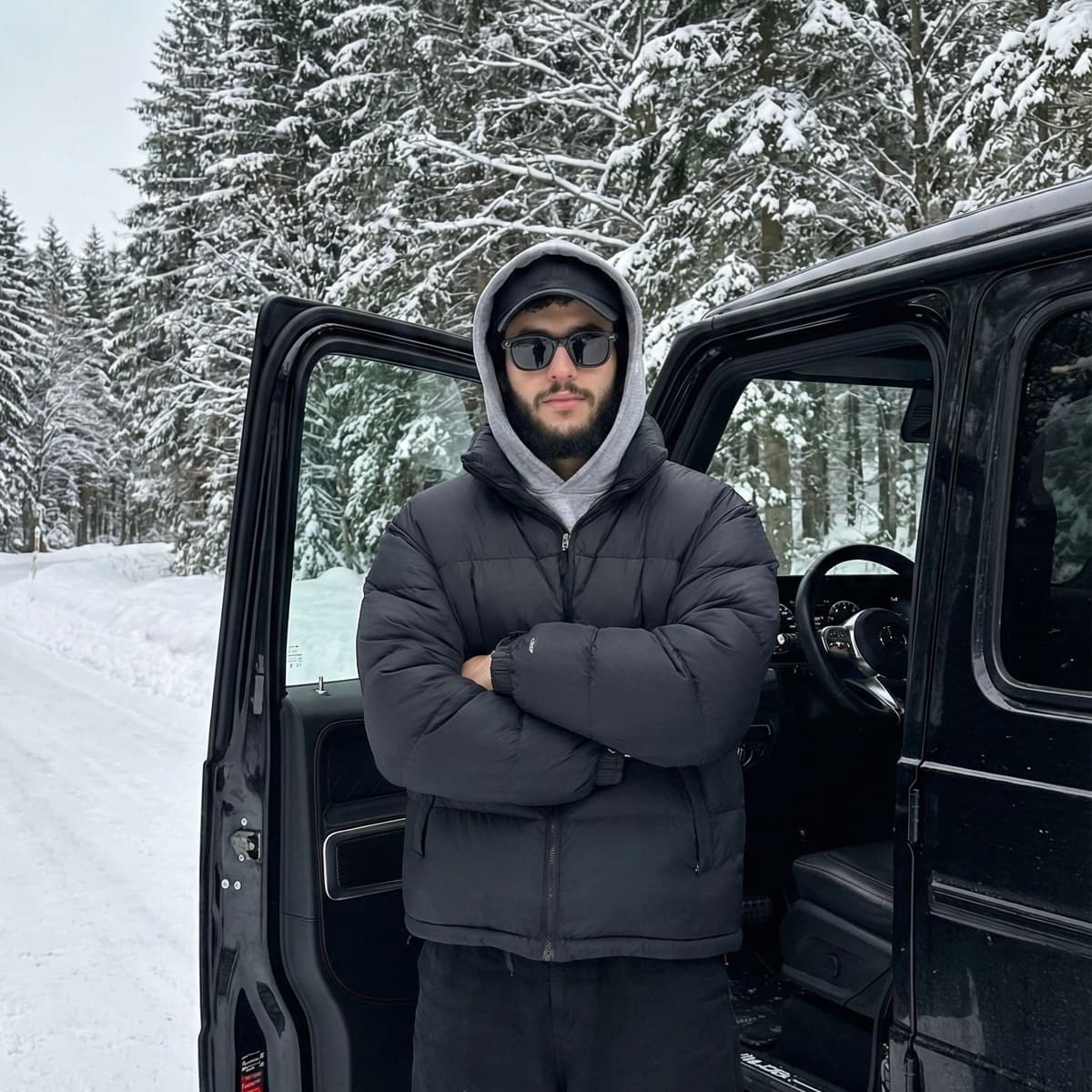 Winter Portrait & Car Photography Prompts - G CLASS — Portrait AI art prompt example for Gemini and Stable Diffusion