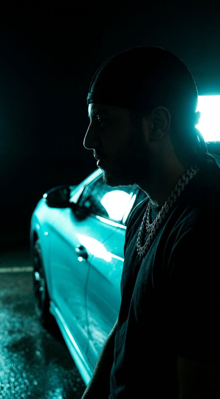 Free AI Art Prompt: Noir Supercar Silhouette — Portrait AI art prompt example for Gemini and Stable Diffusion