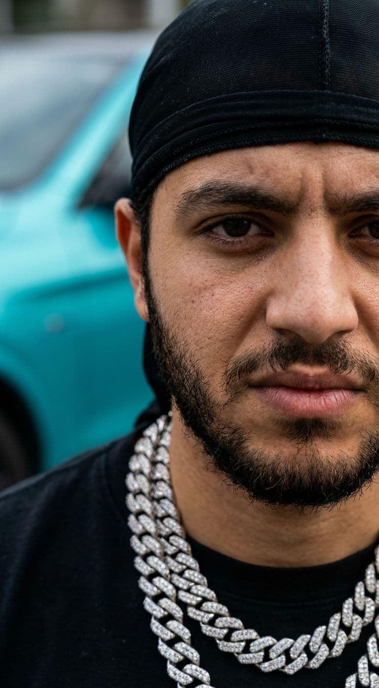 Free AI Art Prompt: Hyperrealistic Portrait with Diamond Chains — Portrait AI art prompt example for Gemini and Stable Diffusion