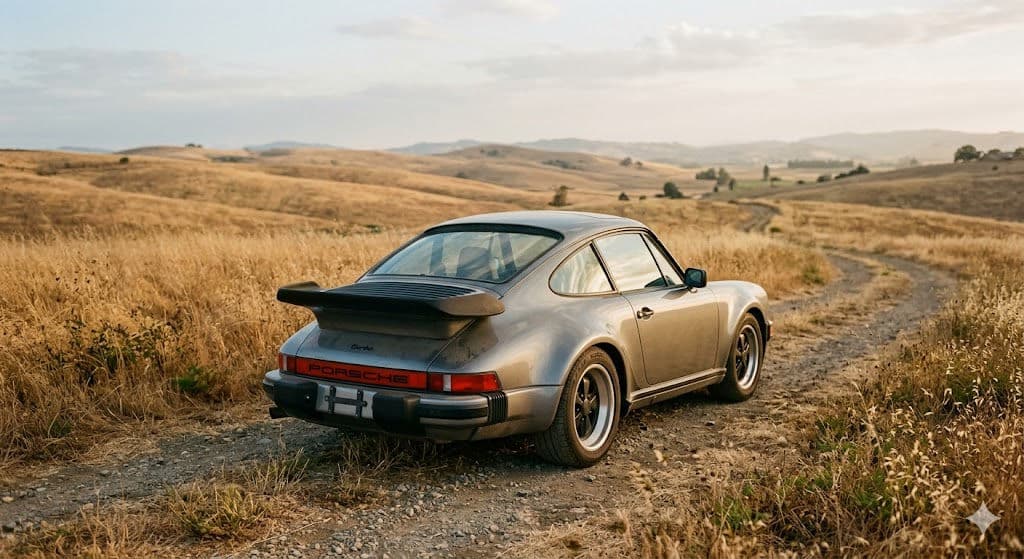 Free Prompt for Vintage Porsche 911 in Golden Field Sunset Scene 🚗🌾🌅 — Nature AI art prompt example for Gemini and Stable Diffusion