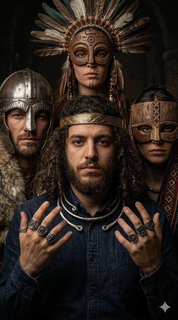 Free Prompt for Hyper-Realistic Ritualistic Multi-Character Cinematic Portrait — Portrait AI art prompt example for Gemini and Stable Diffusion